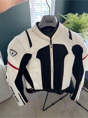REV'IT! Women’s White & Black Leather Motorcycle Jacket